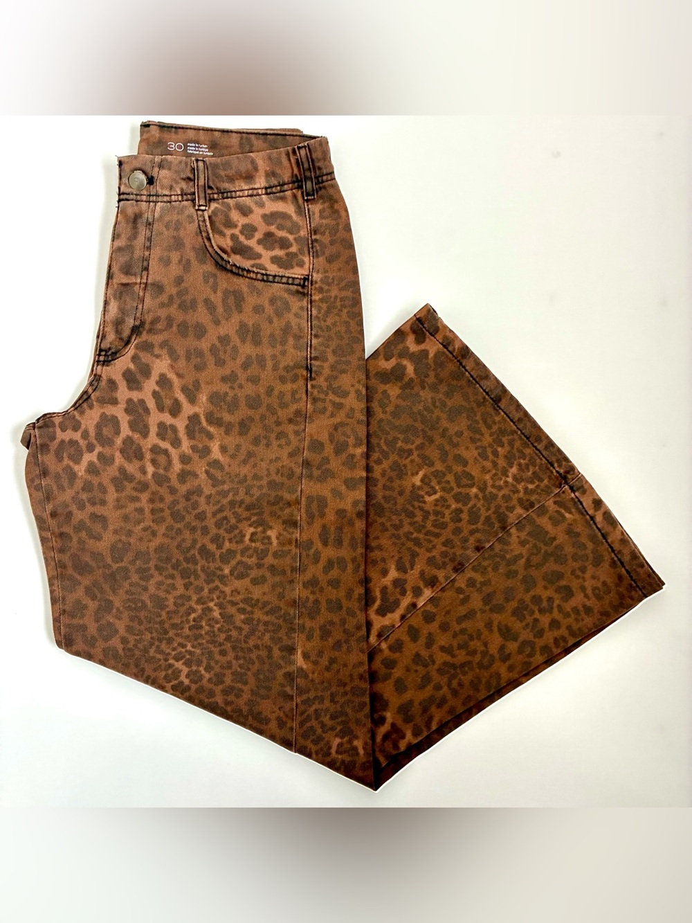 Pilcro Brown Leopard Wide-Leg Jeans